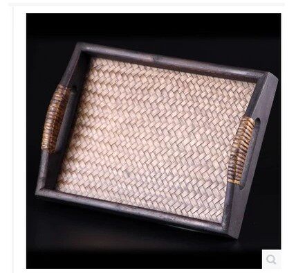 Pure Thai imports wooded bamboo woven rattan chiche dishes spa supplies Trays Fruit Pan Beauty Salon