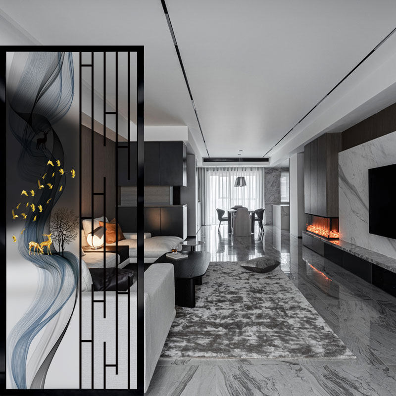 New Chinese Minimalist Art Glass Screen Background Wall Home Dress Living Room Entrance to the family Xuanguan Net Red Partition Light Extravagant