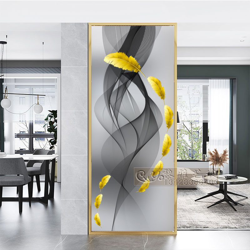 Modern minimalist art glass screen bedroom partition wall decoration double-sided transparent entrance entrance light luxury abstraction