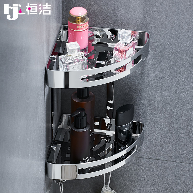 Bathroom shelf toilet dressing room bathroom bathroom toilet washbasin double-layer triangular storage layer wall hanging corner rack
