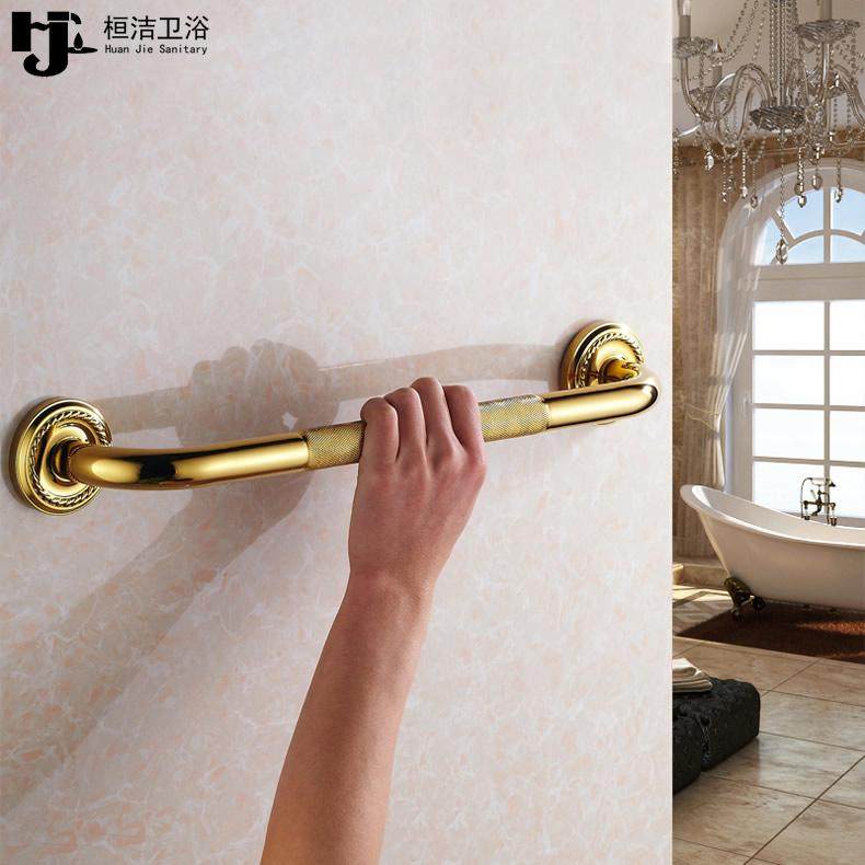 Golden Full Copper Bathroom Safe Armrest Barrier-free Makeup Room Handle Toilet Anti Slip Railing Bathtub Seniors Armrests