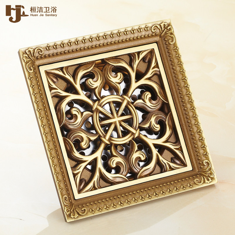 European antique copper floor drain deodorant shower room powder room balcony Washing machine three-way floor drain 12cm floor drain cover
