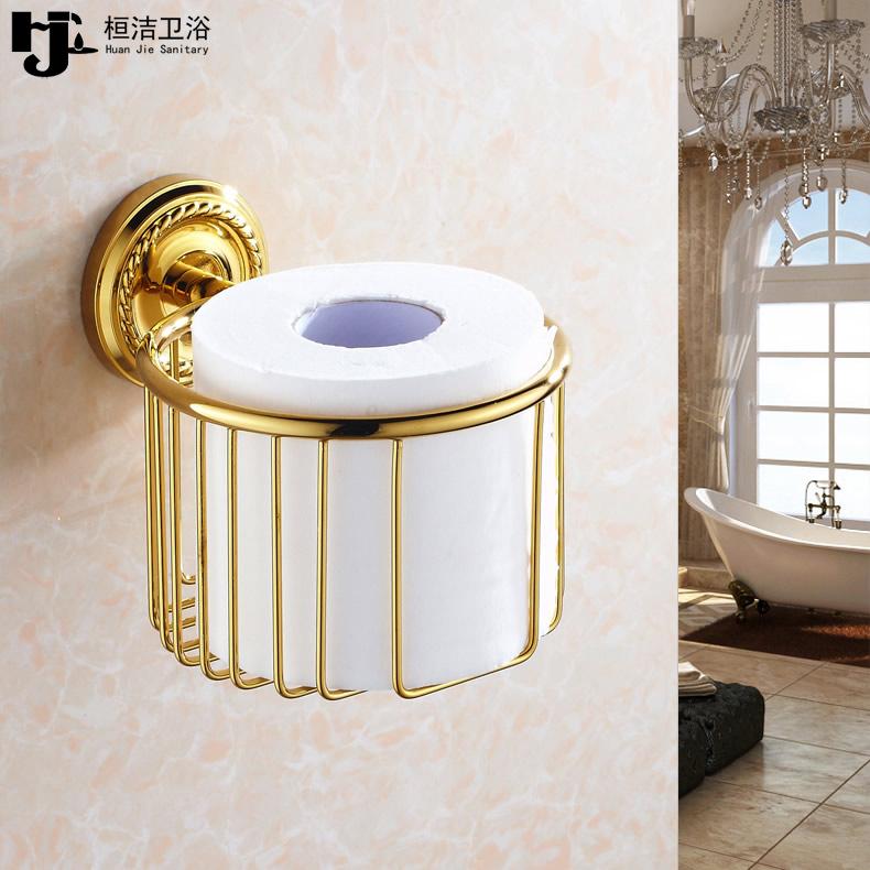 European gold tissue basket Pure copper tissue holder Roll toilet paper toilet tissue box Roll toilet paper basket Toilet paper box Toilet paper holder