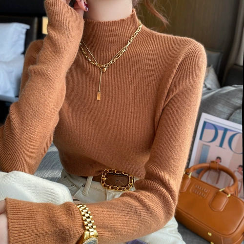 Приятный телу демисезонный кашемировый удерживающий тепло трикотажный свитер, высокий воротник, увеличенная толщина