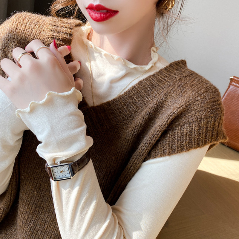 Half turtleneck bottoming shirt women's inner wear 2022 spring, autumn and winter new fungus edge long-sleeved T-shirt slim fit all-match thin top