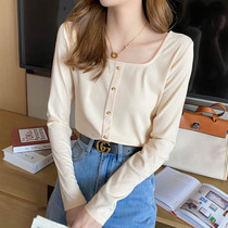 Early autumn blouses womens dress Long sleeves Spring autumn season Short sashimi 2022 new 100 hitch fit T-shirt