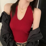 龙妹 Трикотажная черная майка без рукавов, летний жилет, изысканный стиль, красивая спина