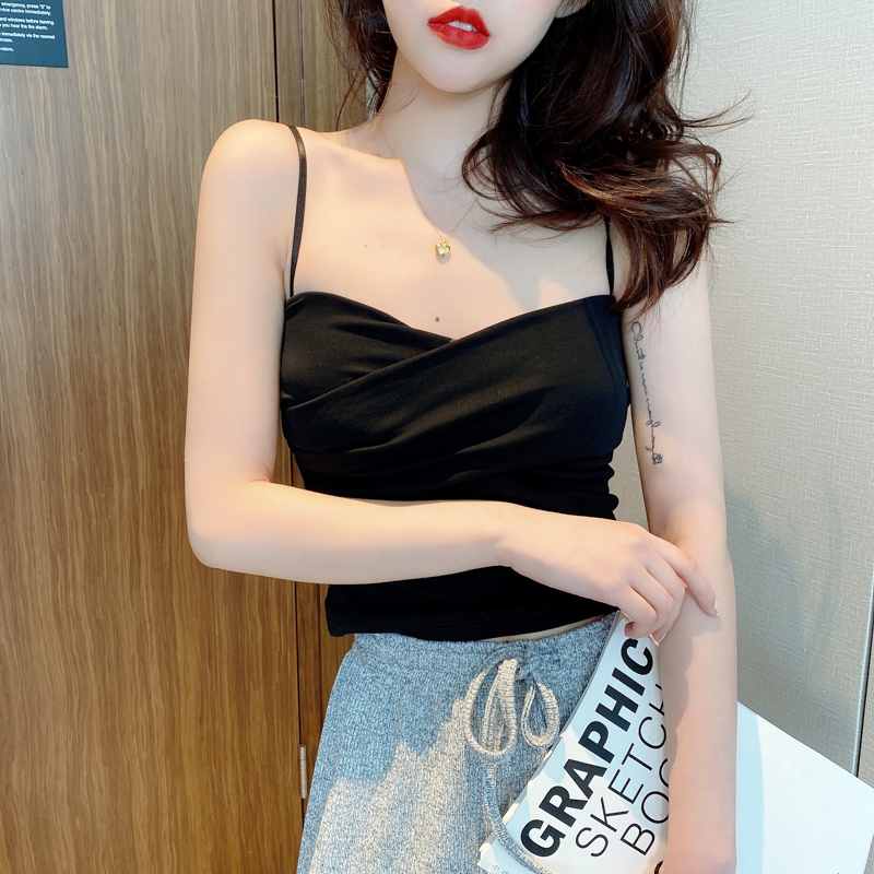 Sexy net red beauty back burst models small suspender female summer with black breast pad bandeau bottom vest outside wear clothes