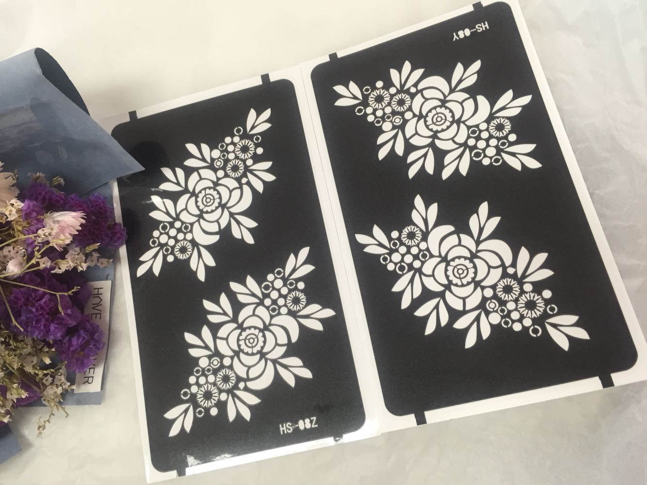 Tattoo tay sơn mẫu cánh tay xăm nhãn dán Hannah Henna kem cơ thể sơn Ấn Độ tùy chỉnh lòng bàn tay trái và phải hình xăm dán lâu phai