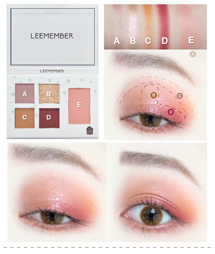 LEEMEMBER 四季 phấn mắt bốn năm đĩa đỏ xuân hè thu đông nhỏ sổ đỏ phấn mắt odbo