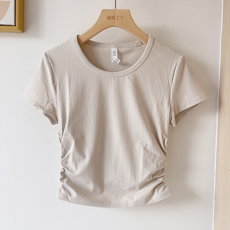 Hot Mom Ding Ding All It Takes Ribbed Women's Sports Short-Sleeve Cropped Ribbed Yoga Sports T-Shirt