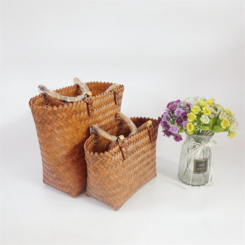 Light Extravagant Hand Shopping Basket New Retro Large Capacity Woven Bag Supermarket Buy Food Egg Basket 100 Hitch Bamboo Festival Women's Bag-Taobao
