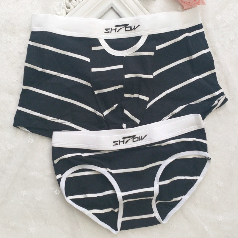 2 GIFT BOXES Sexy Seductive Pure Cotton Lovers Underpants Low Waist Little Fresh Men's Flat Corner Women's Style Triangle