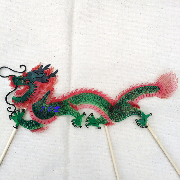 Shadow play props animal dragon doll craft gift decoration can be movable with joystick double-sided drama set background