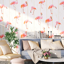  Simple Nordic style flamingo pattern wallpaper free fashion modern style anchor net red background wall paper
