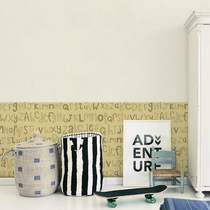 Nordic minimalist cartoon English letter Wall cloth wall dress waist line plain color color digital seamless wall cloth childrens bedroom