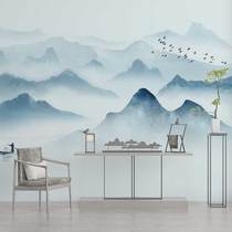 Modern Chinese sketch landscape painting mural neoclassical TV wallpaper background mural sofa restaurant mural