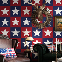 American five-pointed star star wallpaper bedroom teen boy room bedroom British furniture store bedside background wallpaper