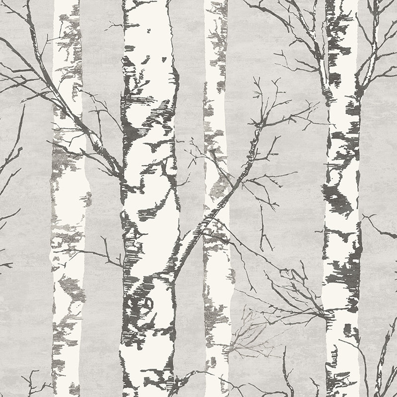 Nordic pastoral style wallpaper birch forest big tree gray white tree wallpaper cafe bar barbershop background