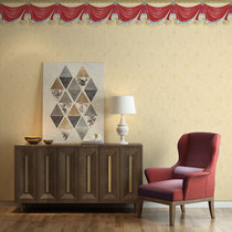 Nordic simple European small flower wall cloth big red top waist line Integrated seamless wall cloth living room dining room full shop