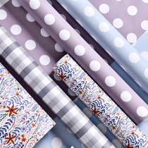 Self-pasted wallpaper cartoon Plaid texture wallpaper wave dot plain color with rental room dormitory College student stickers