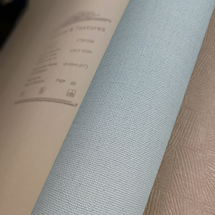 Pure Color Sky Blue Net Color Wallpaper Han Style Fresh Modern Vegetarian Color Cloth Embossing PVC Wallpaper Dark Grey Vegan Color
