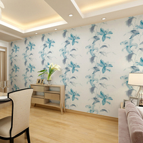Sketch ink Nordic pastoral flower wallpaper Hazy elegant blue rattan flower wallpaper living room dining room background wall