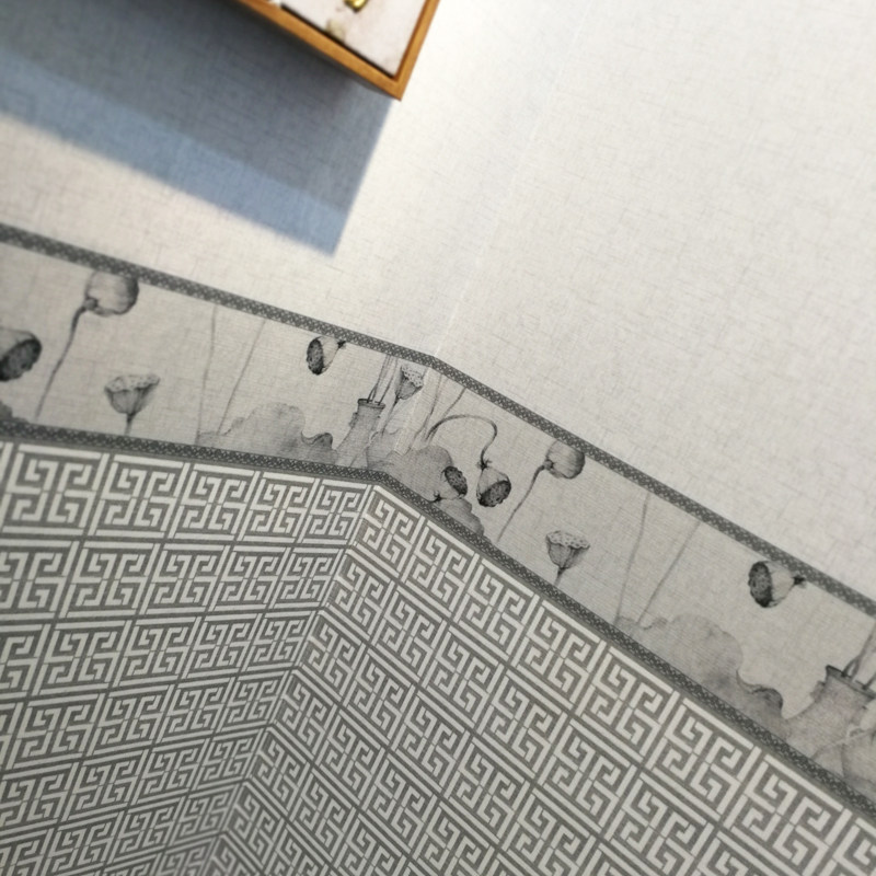 Seamless Wall Cloth Modern Minimalist Style Chinese Lotus Lattice Linen Ecological Wall Bu Book Room Bedroom Background Wall