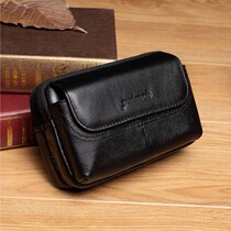Genuine Leather Cell Phone Pocket Men Wear Leather Strap Cow Leather Multifunction Multilayer Bag Seniors Mobile Phone Bag Cross Documents Wallet Wallet