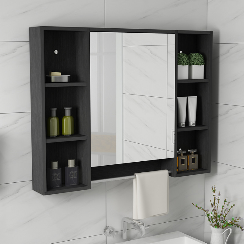 Bathroom mirror cabinet Solid wood mirror box hanging wall type toilet mirror cabinet toilet toilet mirror shelf locker