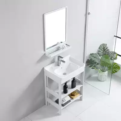 Floor-standing hand basin cabinet combination balcony ceramic washbasin cosmetic room sink small apartment simple wash pool