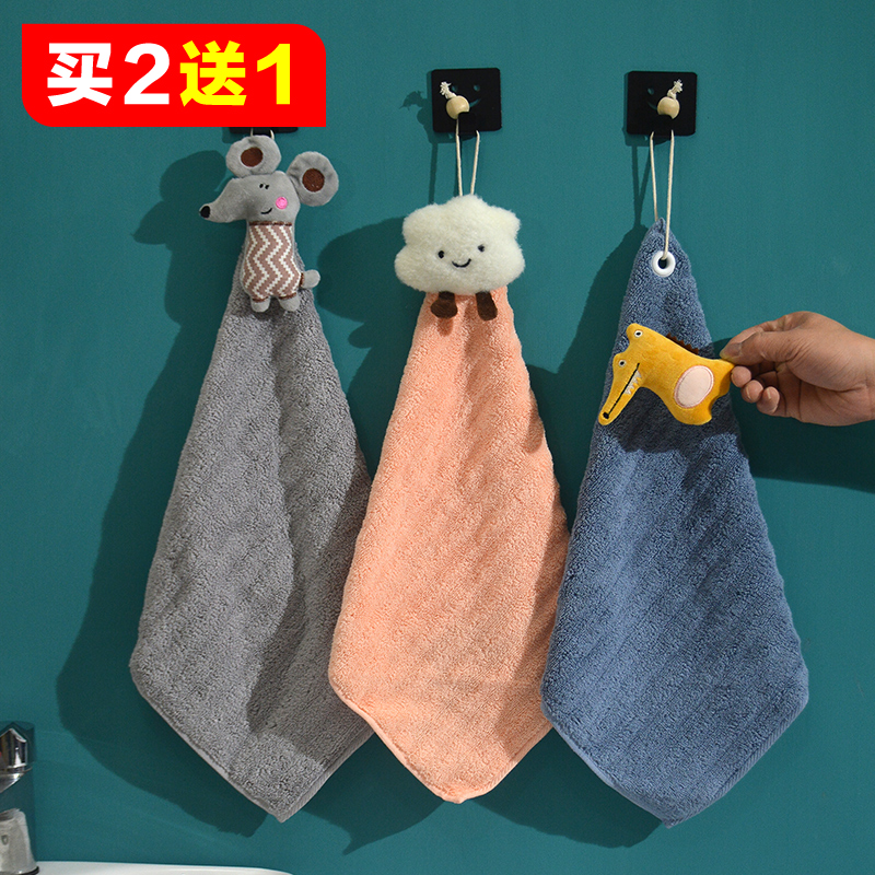 Thickened Pure Cotton Wipe Hand Towels Hanging Cartoon Hand Towels Absorbent Makeup Room Cute Children Little Square Towels Kitchen Handkerchief