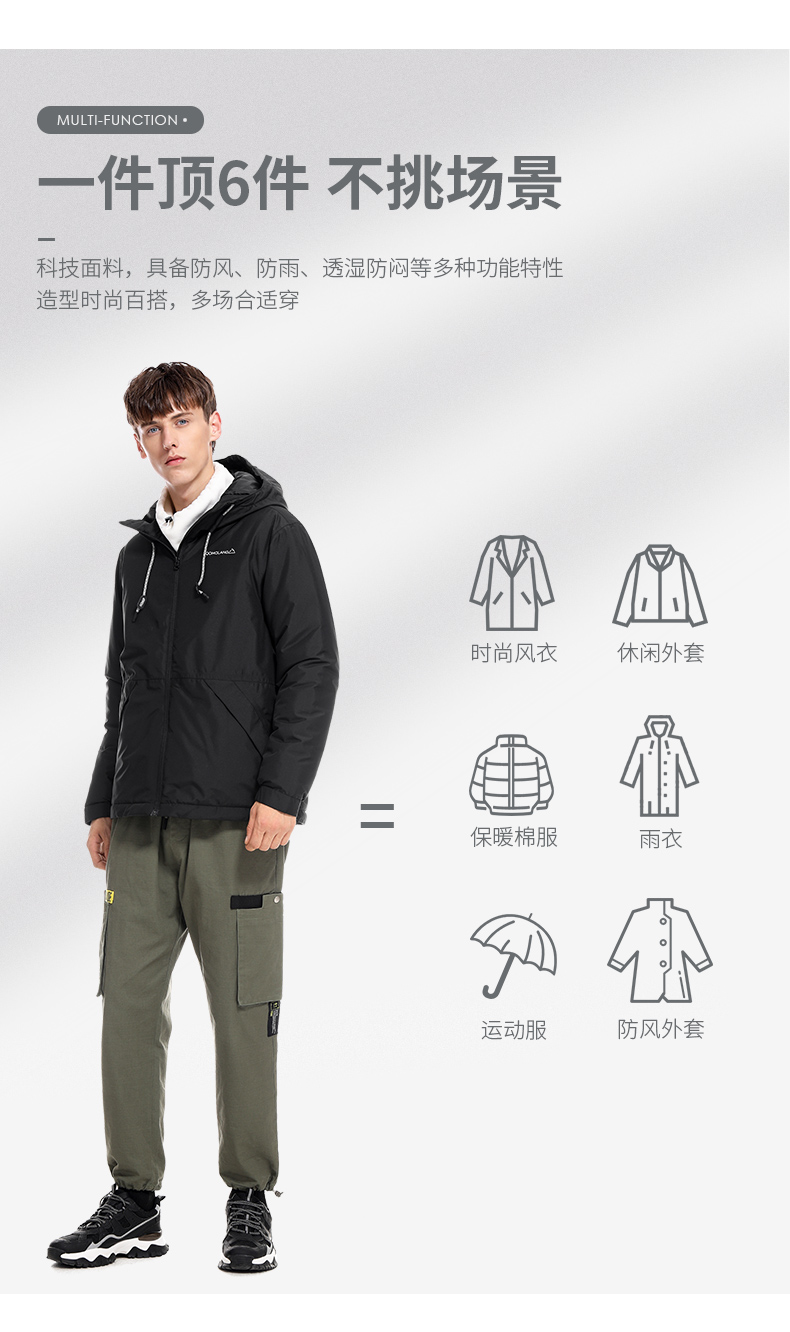 骆驼 珠穆朗玛系列 男女款 夹棉冲锋衣外套 图3