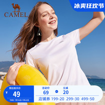 Camel Ins Tide Short Sleeve Han Version T-shirt Lady Summer Round Collar Breathable for Bottoms Casual Sports Blouse Women