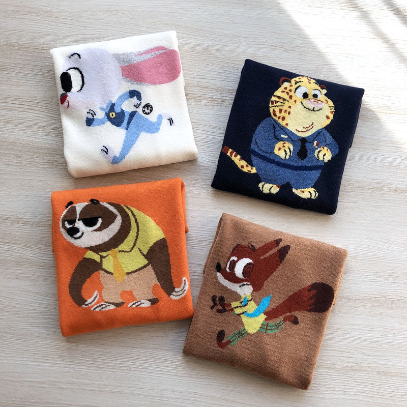 Love cashmere custom crazy Animal City Cartoon family of three parent-child outfit mother and daughter cashmere sweater Boy sweater