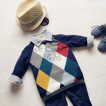 Cashmere custom British College style color diamond grid parent-child cashmere sweater pullover Pure cashmere boy sweater children