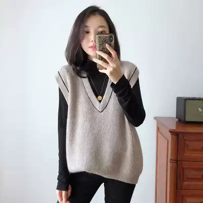 Velvet custom home new autumn and winter with thin cashmere vneck vest thick knitted vest