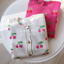 Love velvet custom 20 autumn and winter new full body little cherry girls sweater cardigan mother-daughter cashmere pullover