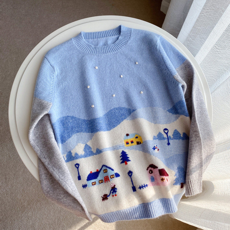 Custom Fa Family Autumn winter mother-son dress Christmas style Snow Mountain Cottage Cute Fashion Casual Baby Children Cashmere Shirts-Taobao