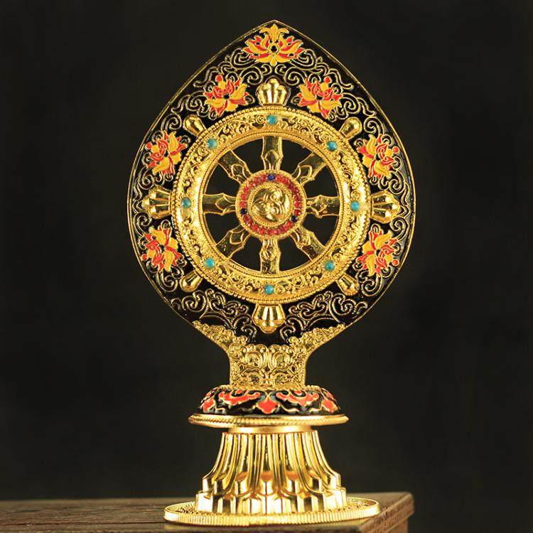 Nepal Process Tibetan Buddhism Buddhist Secret-Buddhism Pendulum Pieces Wheel Kingdom Politics Seven Treasures transfer to the Golden Wheel Treasure 18cm