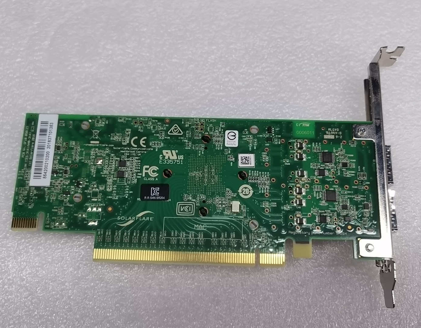 The new SOLARFLARE SFN8542-PLUS QSFP dual port 40GB high performance low latency financial card