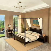 New Chinese style solid wood canopy bed classical style simple double bed hotel and B&B large bed four-poster bed customized