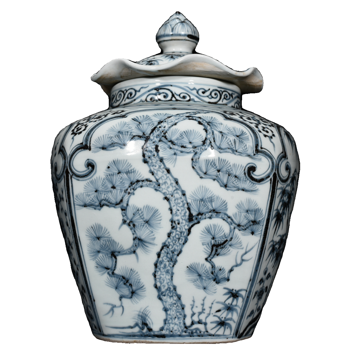 明洪武青花松竹梅纹荷叶盖罐：穿越千年的艺术品，你值得拥有！-罐-淘宝