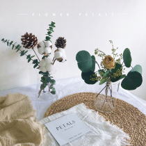 Eucalyptus leaf net red ins eternal vase Roses dried flower bouquet Home decoration small fresh Nordic style decoration