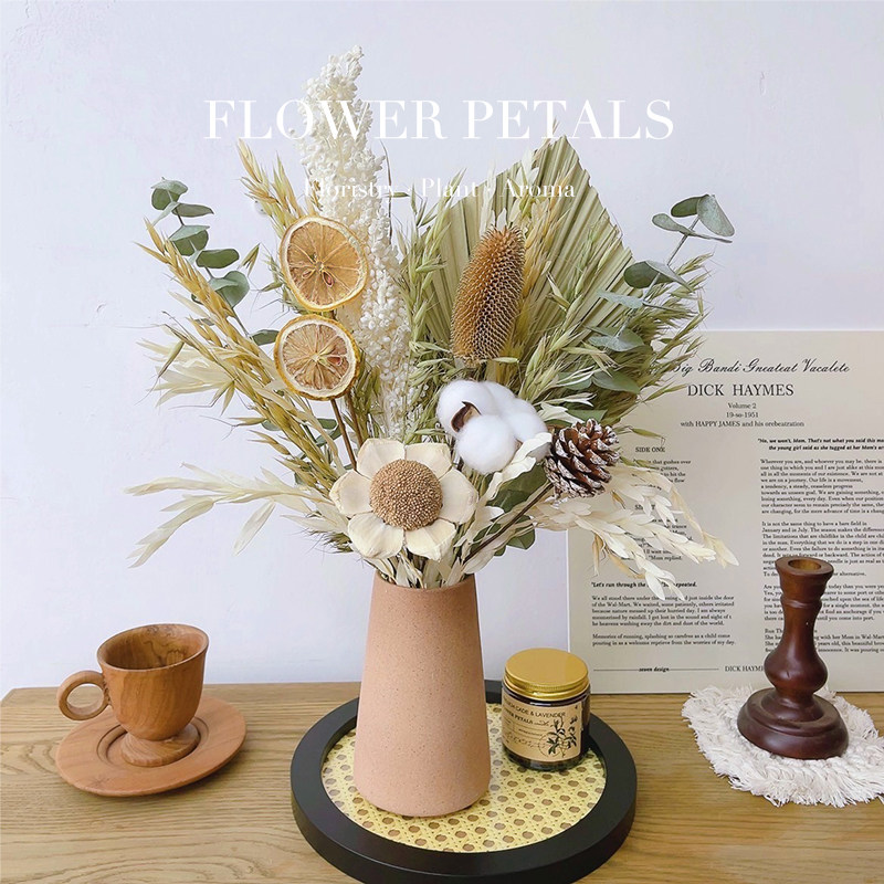 Dry Flower Bouquet Real Flowers in Air-dried Natural Decoration Pendulum-in Living Room Furnishing Flower Arrangement Reed Cotton Light Lavish Superior-Taobao