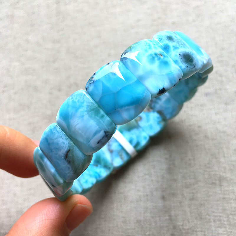 Natural Larimar Bracelet, Dominican Larimar Symbiotic Bracelet, Crystal Jewelry Gift for Women Natural Larimar Bracelet, Dominican Larimar Symbiotic Bracelet, Crystal Jewelry Gift for Women