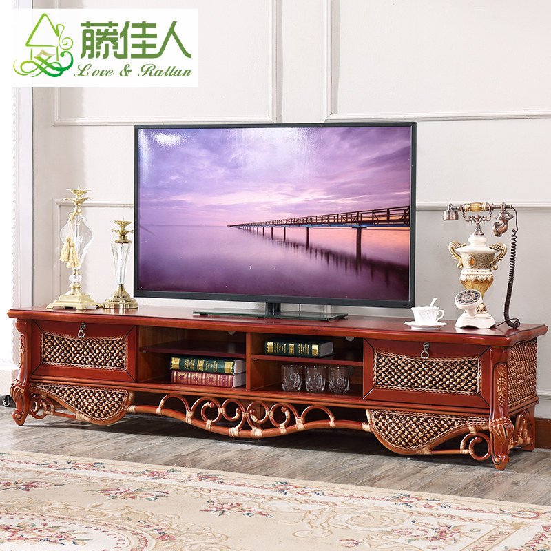 Rattan Jiaren Rattan TV Cabinet Indonesia Rattan TV Cabinet Desktop TV Cabinet Floor Cabinet Long Cabinet Customized WY - Taobao