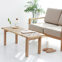 Rattan beauty solid wood bench Nordic oak home bedroom bed end stool living room rattan shoe stool bench