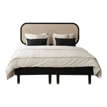 Teng Jiaren solid wood bed 1 8 meters Nordic modern simple rattan bed hotel bed and breakfast bedroom furniture rattan double bed