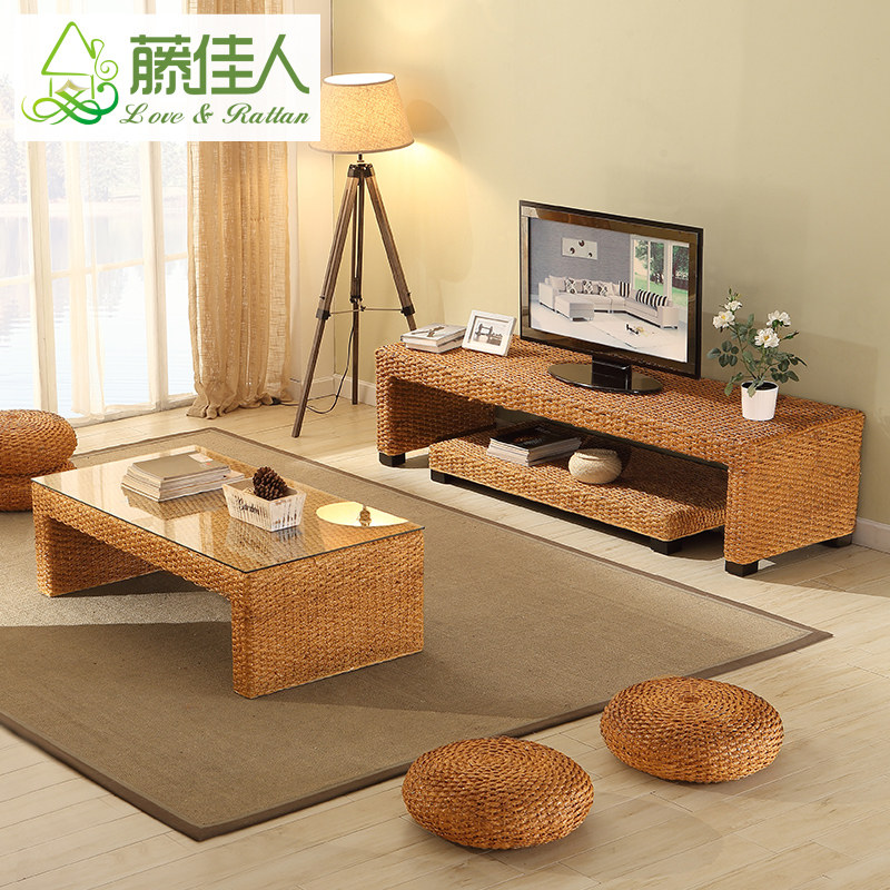 Rattan TV Cabinet Hotel Apartment Suite Matching Furniture Rattan Floor Cabinet Rattan TV Cabinet Homestay Rattan Furniture TD